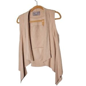 Tart Collections Open Front Cardigan Hi Low Light Pale Pink Vest Soft Velvet S